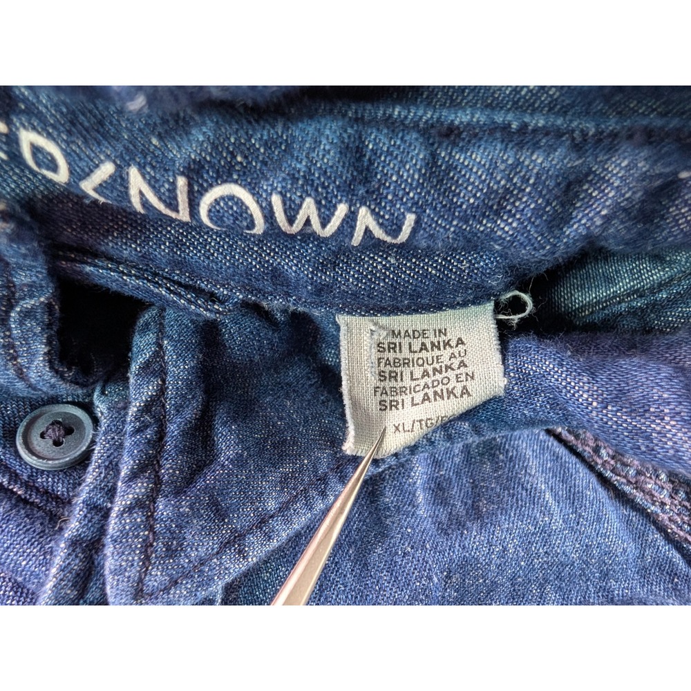 Levis x Outerknown Mens XL Denim Sashiko Western Shirt Indigo Blue 21349-0014 - Picture 4 of 9